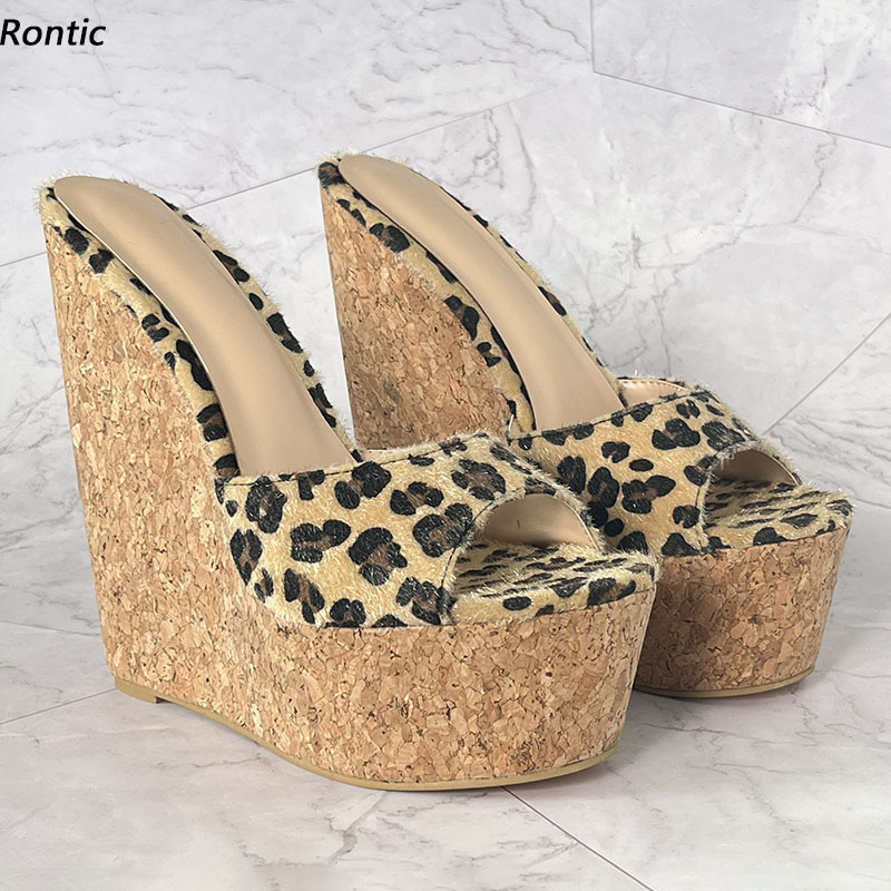 Cork Wedge Sandal - Rontic artesanal feminino plataforma mules sandálias