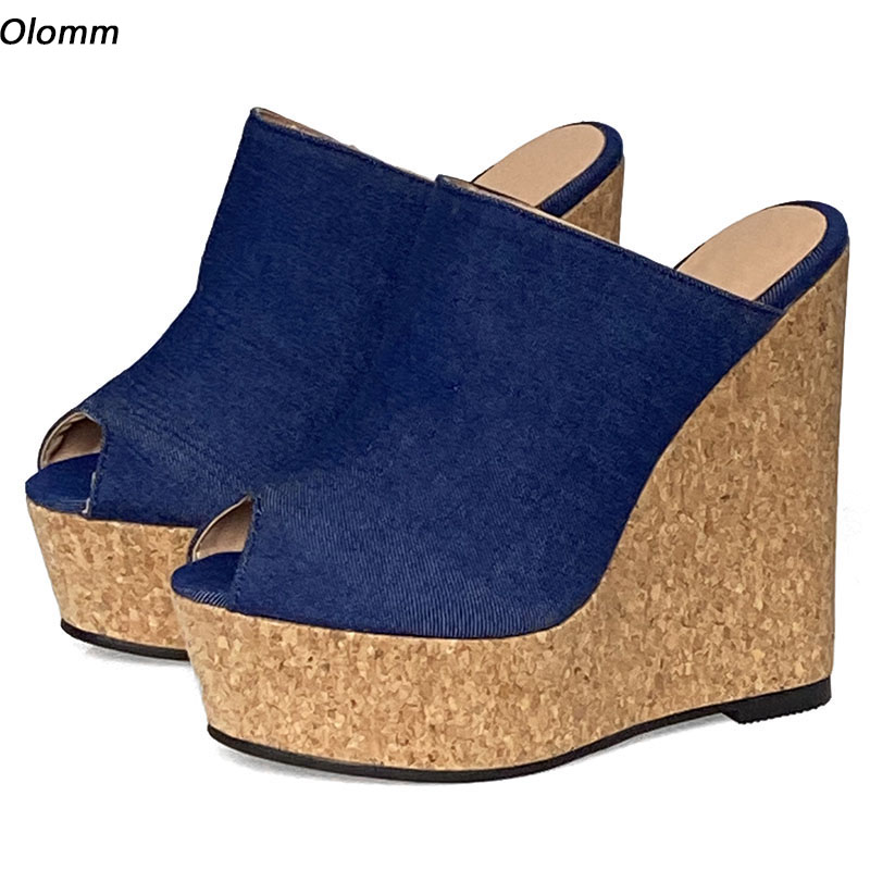 Cork Wedge Sandal - Olomm Sandálias femininas artesanais, mules, jeans,