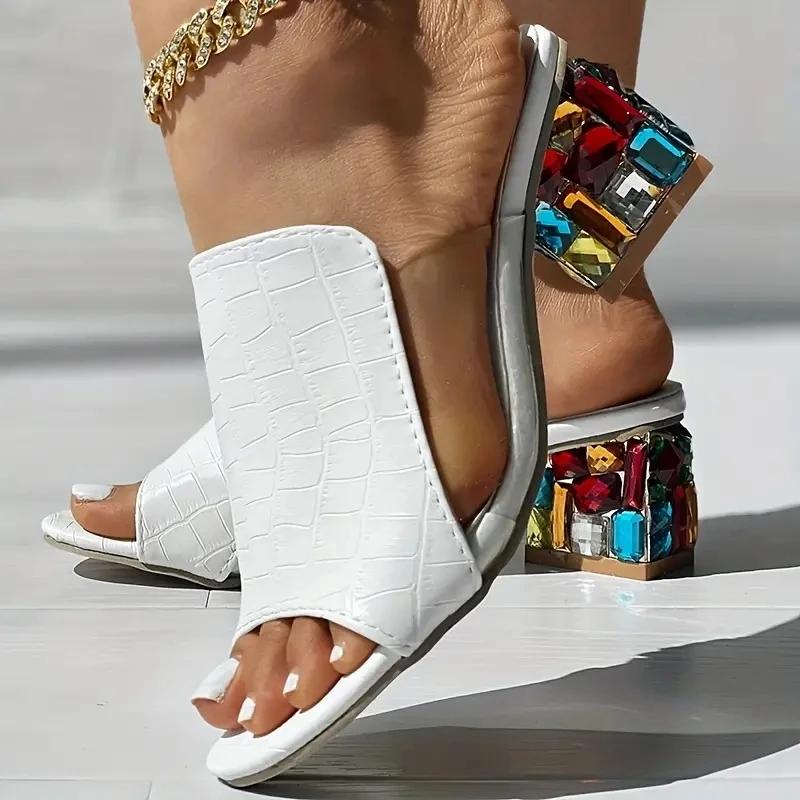 Women'S Shoes In Wide Width - Mule Feminina de Salto Médio Grosso