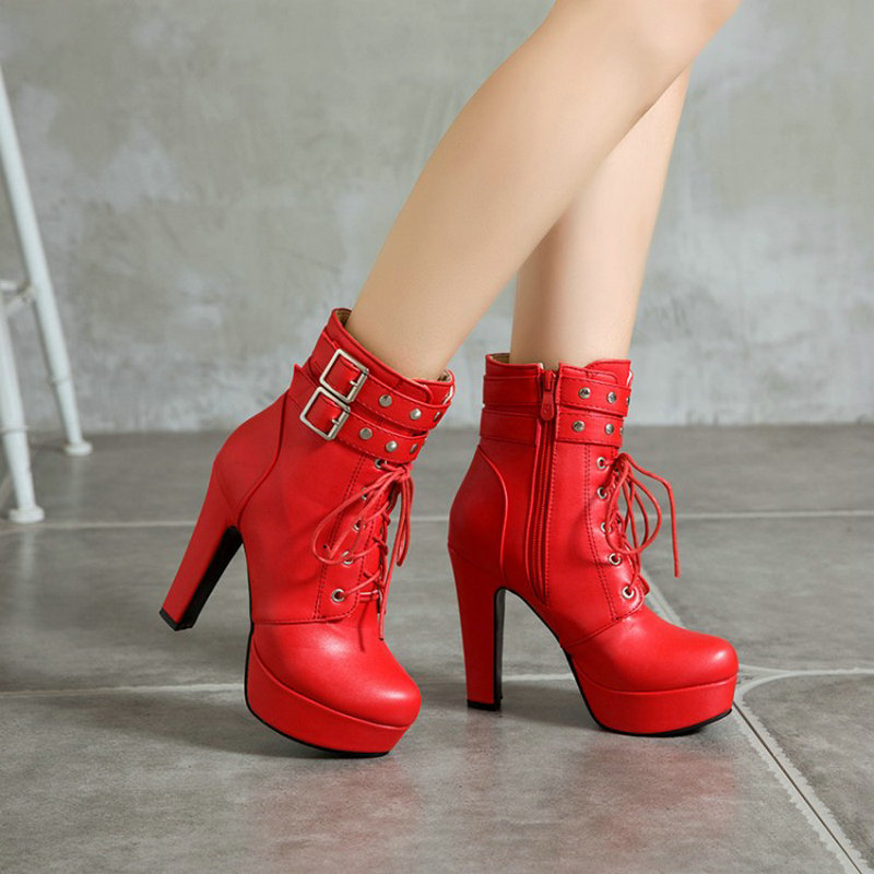 Women Shoes For Big Feet - Inverno forrado de pele amarelo vermelho