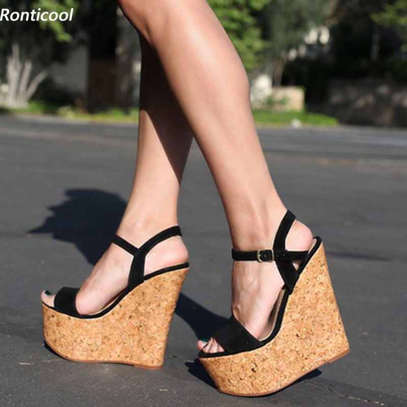 Cork Wedge Sandal - Ronticool sandálias plataforma femininas artesanais, cunhas