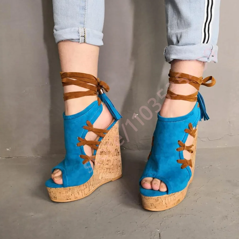 Cork Wedge Sandal - Sandálias Femininas Sexy de Salto Alto