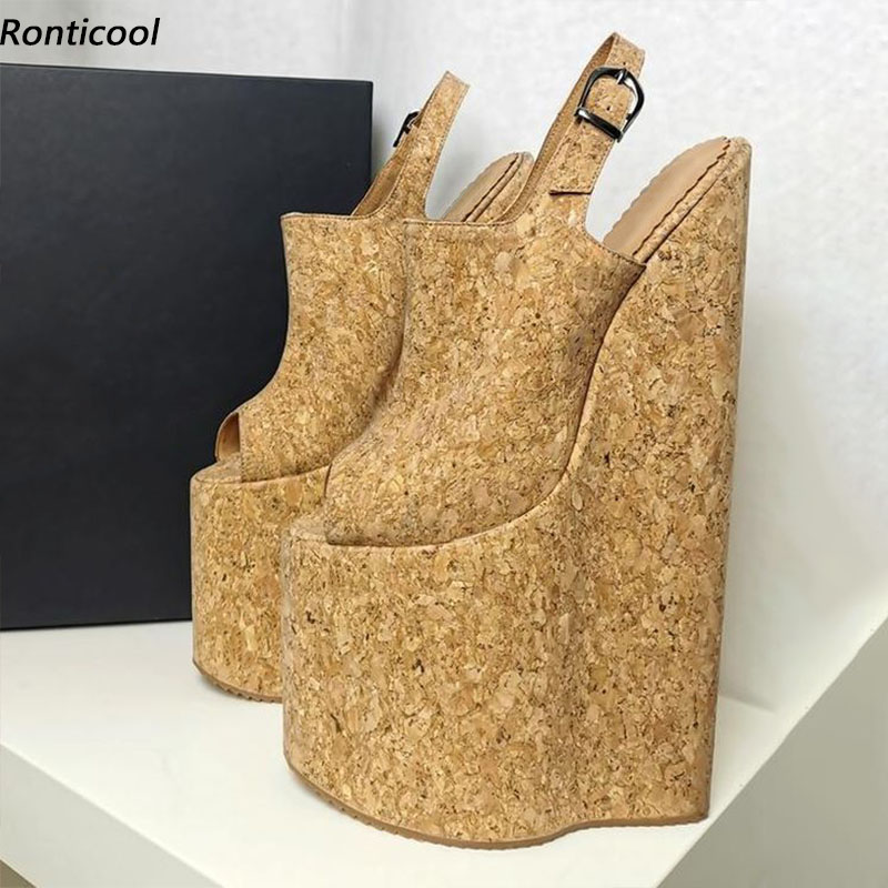 Cork Wedge Sandal - Ronticool novas sandálias femininas plataforma cunhas