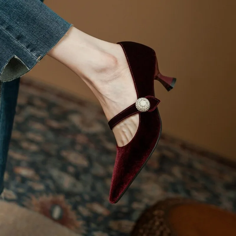 Vinho tinto apontou toe mary j - Women'S Heels avaliação e preço