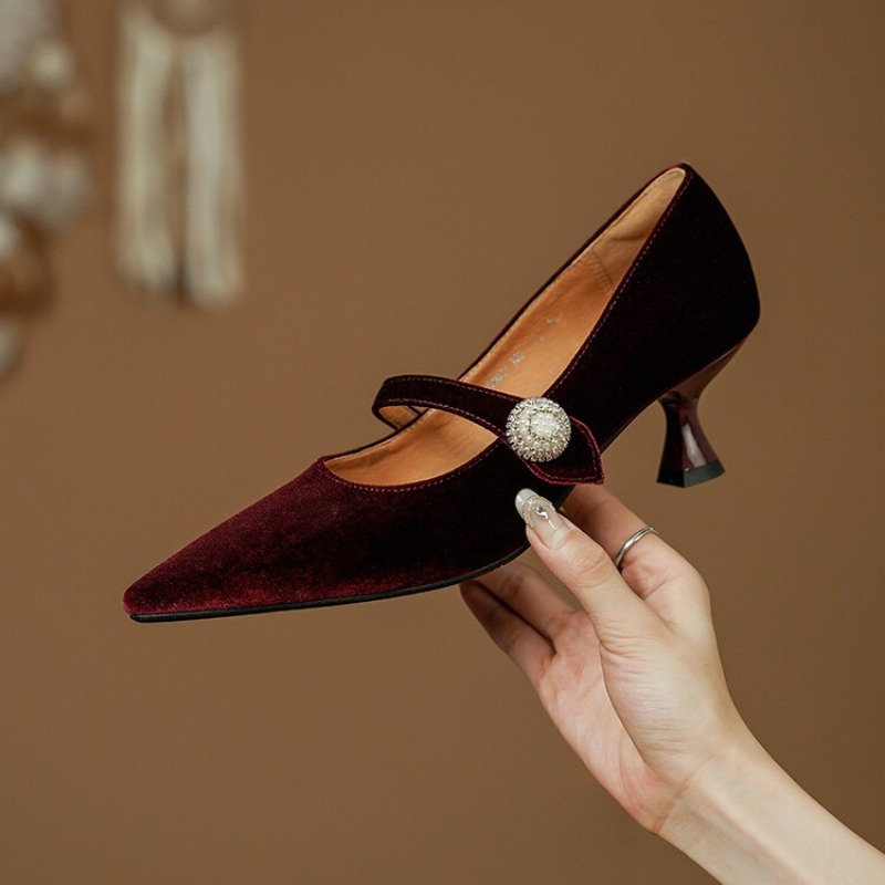 Vinho tinto apontou toe mary j - Women'S Heels avaliação e preço