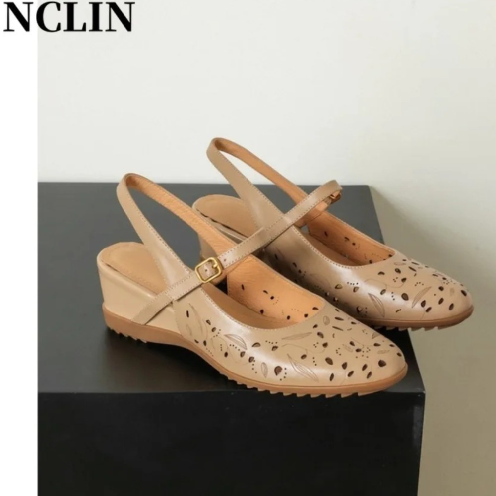 Novas Sandálias Casuais Femini - Cork Wedge Sandal avaliação e preço