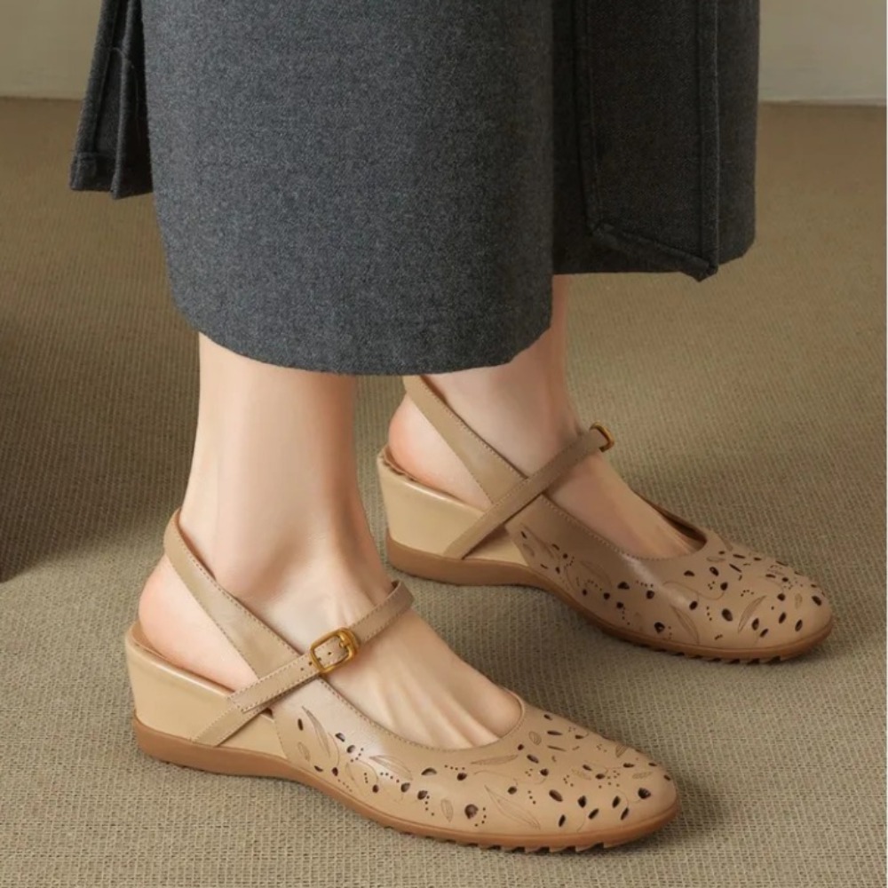 Novas Sandálias Casuais Femini - Cork Wedge Sandal avaliação e preço