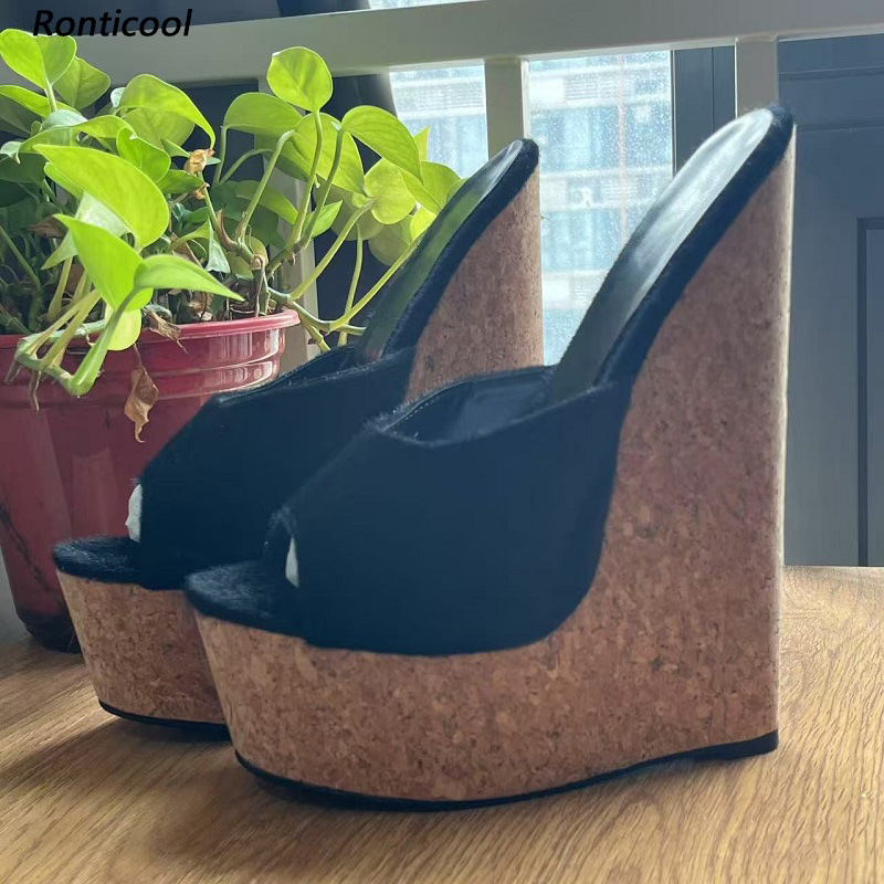 Ronticool cunhas mulas de cabe - Cork Wedge Sandal avaliação e preço