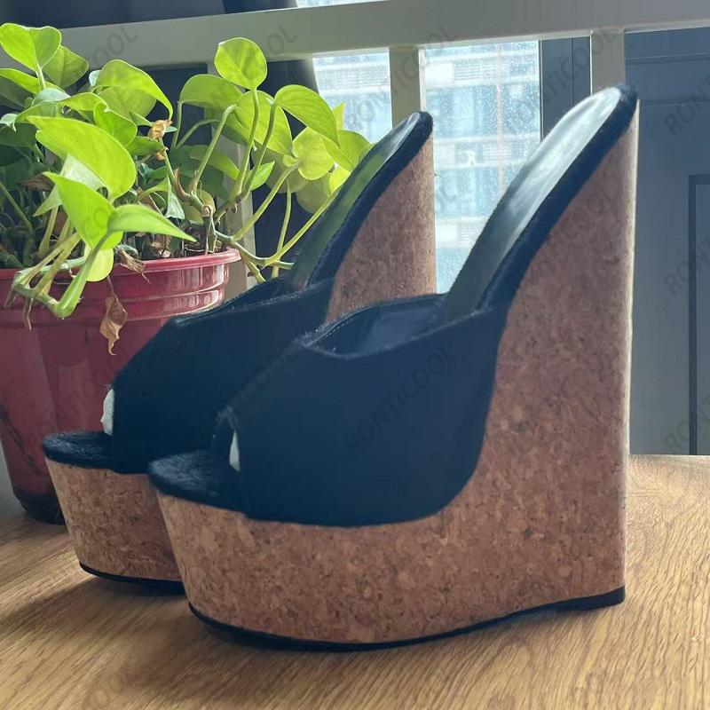 Ronticool cunhas mulas de cabe - Cork Wedge Sandal avaliação e preço
