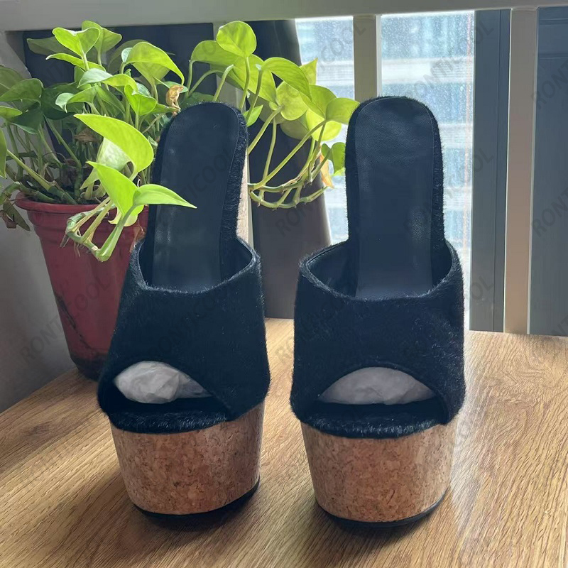 Ronticool cunhas mulas de cabe - Cork Wedge Sandal avaliação e preço