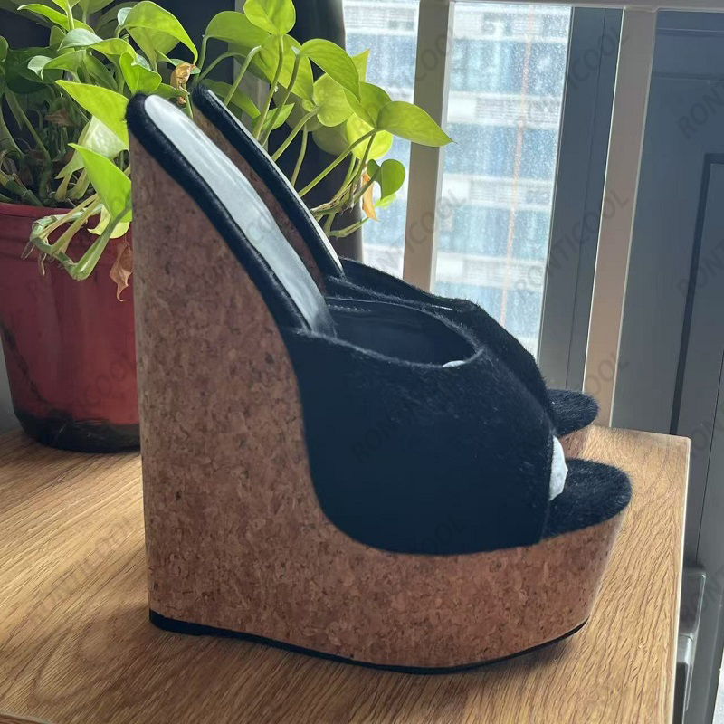 Ronticool cunhas mulas de cabe - Cork Wedge Sandal avaliação e preço